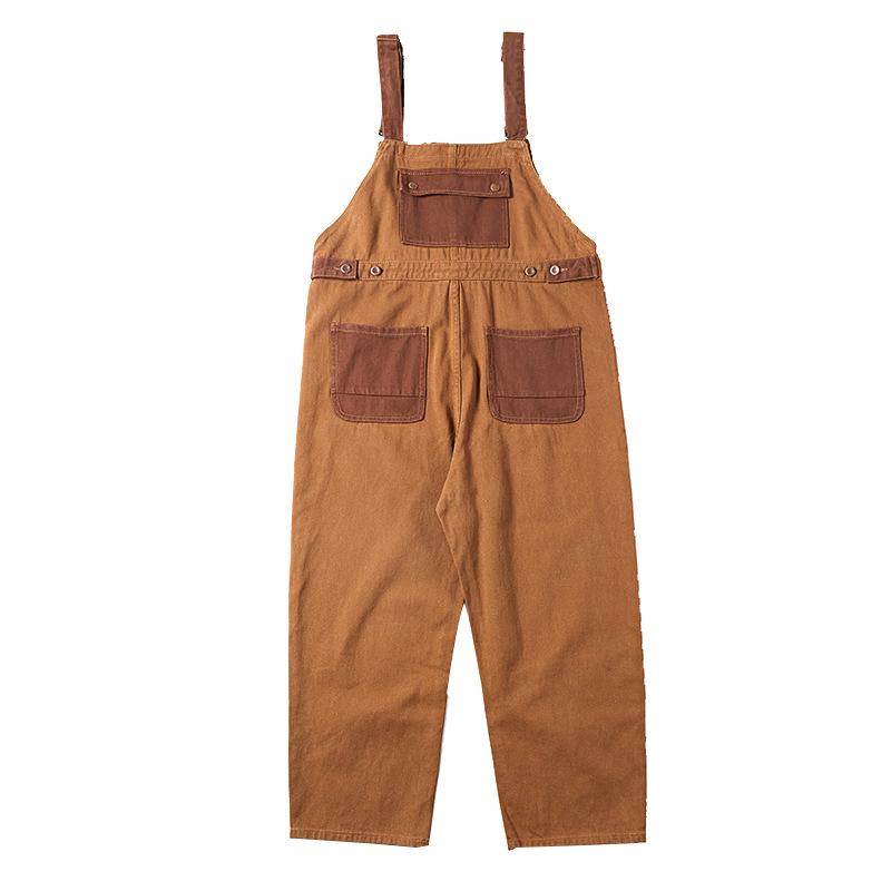 American Retro Khaki Unisex Workwear Overalls - 2025 Trendy Japanese Style Loose Straight-Leg Pants