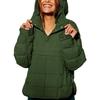 Women's Autumn/Winter Solid Color Hooded Cotton Jacket: Foldable, Long Sleeve, Pullover with Pocket.