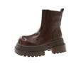 Retro thick-soled Martin boots for women's new small height-increasing and thin side zipper cigarette boots