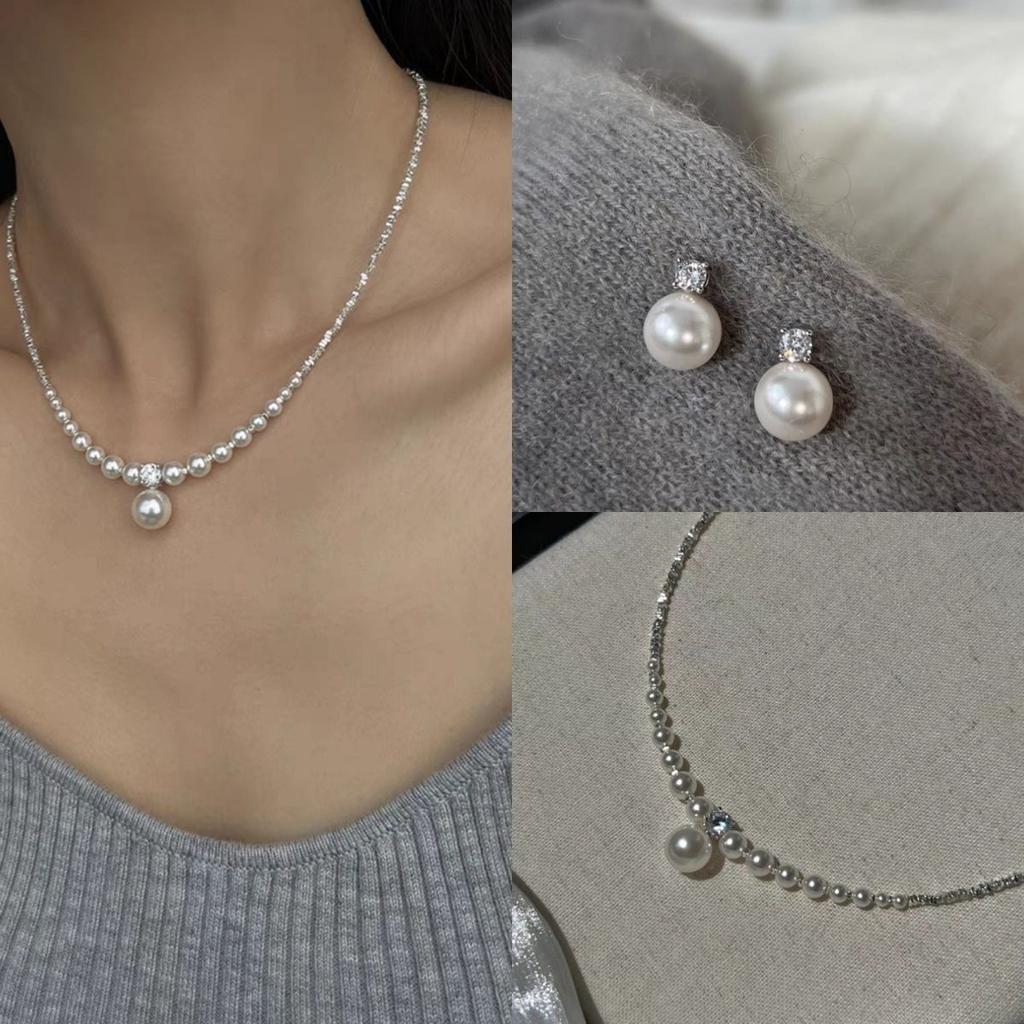 2025 beliebtes Temperament leichter Luxus Nischenmode Schlüsselbeinkette gebrochenes Silber Shijia Perlenkette Frauen
