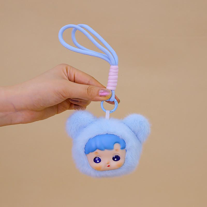 Cute Bear Doll Head Plush Keychain Toy Backpack Accessory Gift Birthday