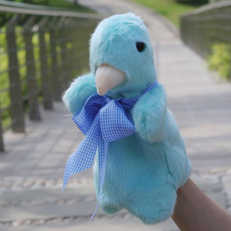 Cute Long Pigeon Fur Plush Animal Hand Puppet For Kids Playtime Interactive