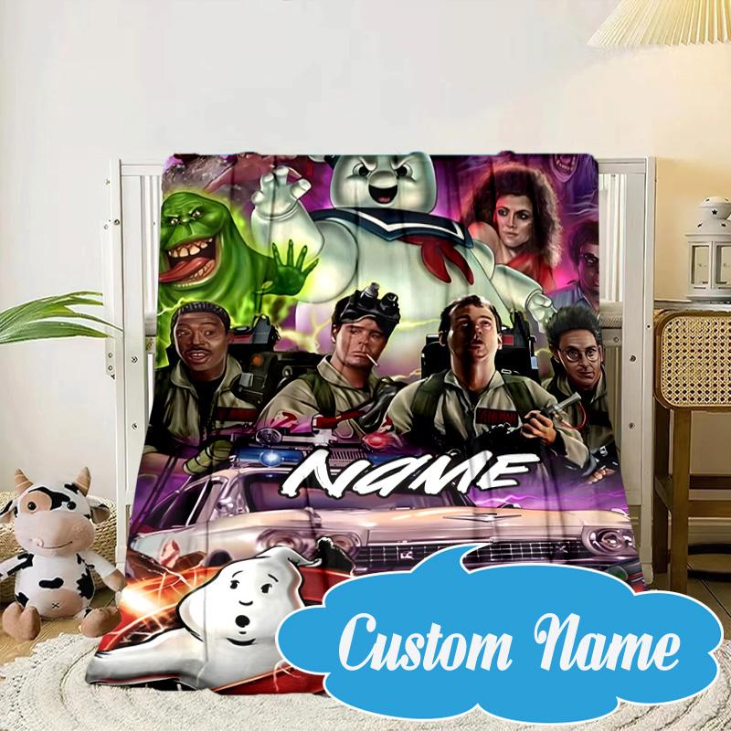 Custom Name Ghost-busters Logo Blanket Bed Sofa Blanket Flannel Blanket for Camping, Hiking, Picnic Essentials,gift for Fan Family