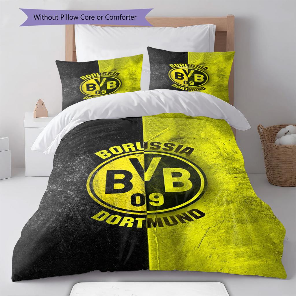 Pościel z Wzorem Borussia Dortmund Poszewka na Kołdrę Poszewka na Poduszkę Wystrój Domu Prezent (1 * poszwa na kołdrę + 2 * poszewki na poduszki, bez rdzenia)