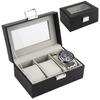 Watch Collection Case, Stain-Resistant, Durable, Locking Function (Black, Holds 3 Watches)