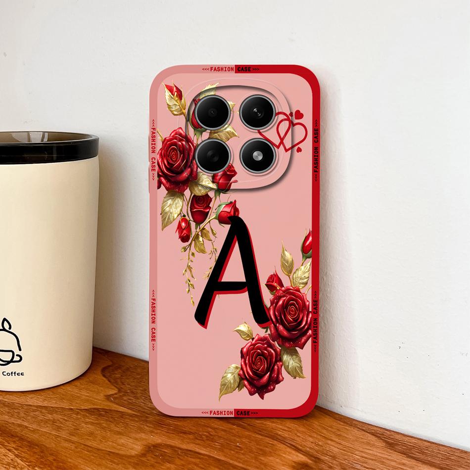 

Case For Poco M8 Pro / Poco M5 M5S Fashion Rose Letters Soft Liquid Silicone Phone Shell For Poco M 8 M 5 Lightweight Funda Poco M8 Pro