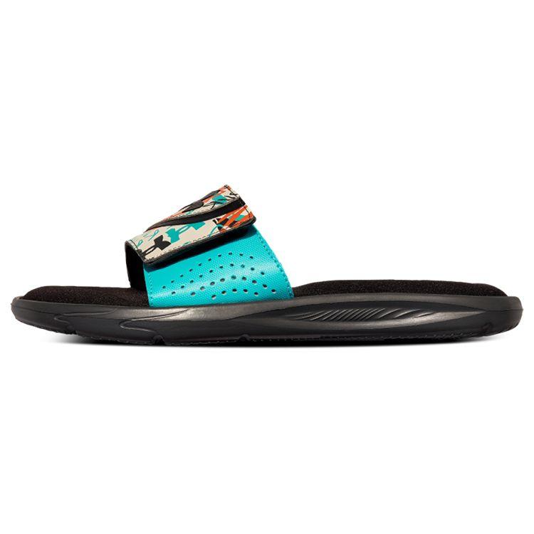 Under Armour Unisex Ignite 6 Graphic Strap Slides Petrol Blue Multi Color 3024450-108 40