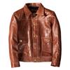 Oil Wax Head Layer Cowhide Leather Genuine Leather Jacket for Men's Youth Denim Suit Lapel Slim Autumn and Winter Jacket