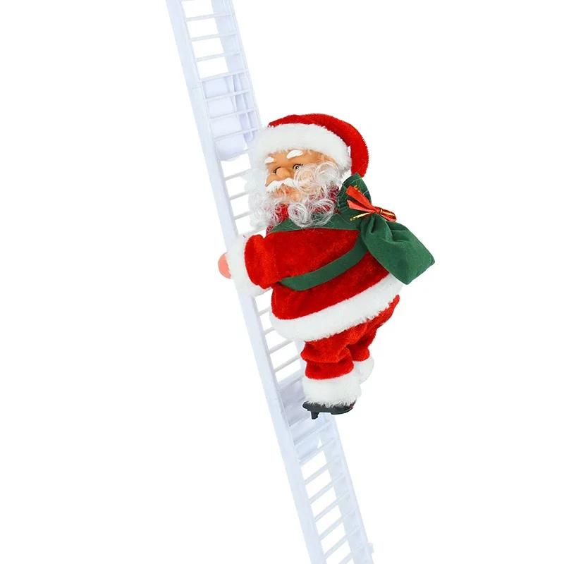 

Santa Claus Doll Climbing Ladder with Music Christmas Tree Ornaments Decorations For Home Navidad New Year Kids Gift білий