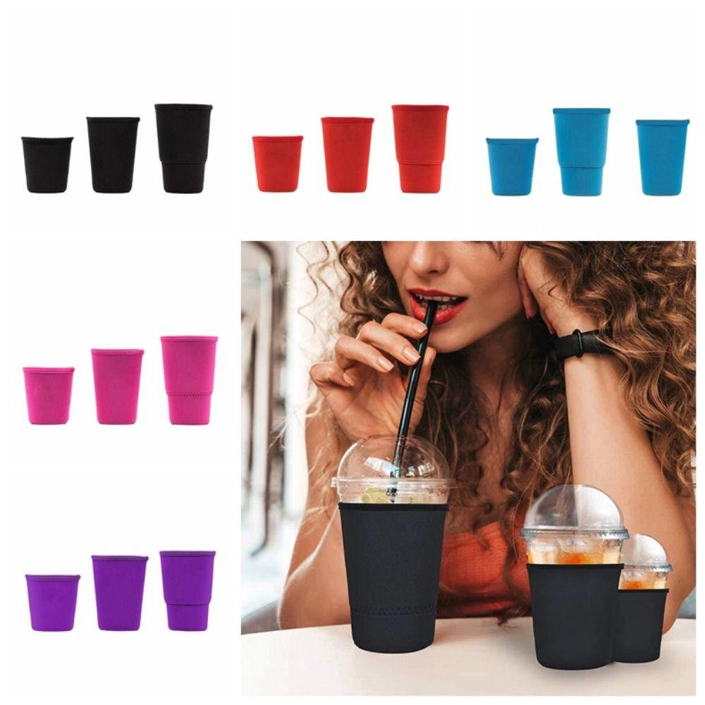 

3Pcs/Set Reusable Insulator Sleeves Collapsible Coffee Cup Cover Gift Water Bottle Holder Outdoor чёрный