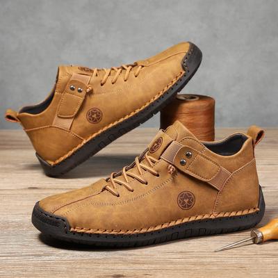 New 2025 Design Men's Leather Sneakers Man Breathable Leather Shoes Handmade Leather Casual Men Shoes Men Ankle Boots Outdoor