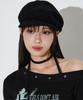 HELENE PARIS Wool Tweed Asymmetrical Big Hunting Cap [Black]