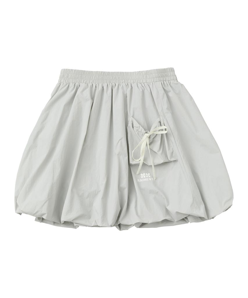 RAIMENT (W) Women'S Pumpkin Balloon Lightweight Nylon Ribbon Skirt_Light Grey