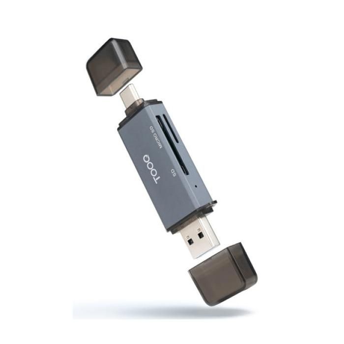 Lector De Cartes - TOOQ - TQR-3001G - USB 3.0 - USB Type-C - Aluminium Gris