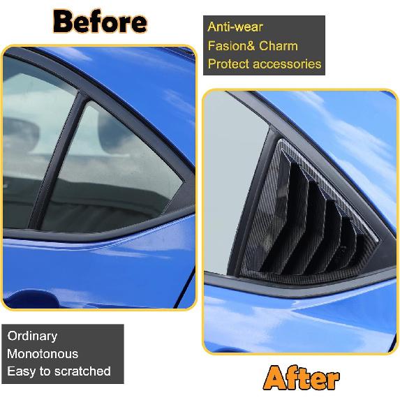 Rear Side Window Louver Cover Compatible with WRX 2022 2023, Car Side Window Shutters Air Vent Shades Cover Trim, Rear Quarter Trim Pair Accessories