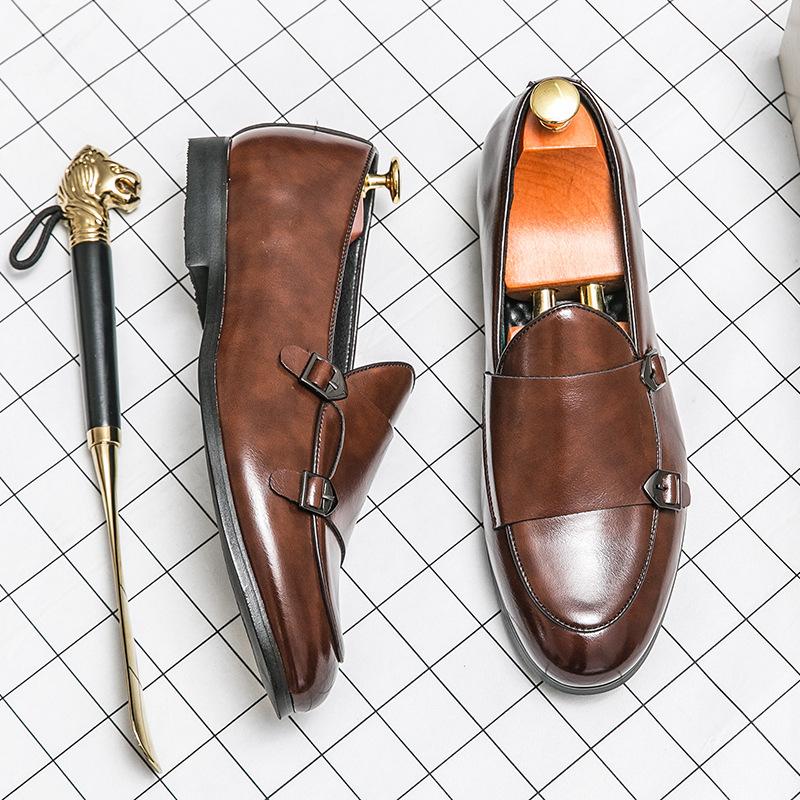 

Men s shoes large size new casual leather shoes fashion foot loafers trend pointed wedding shoes 48