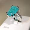 Newest ice flower gemstone ring  silver fashion paraiba cubic zirconia ring party engagement jewelry gift