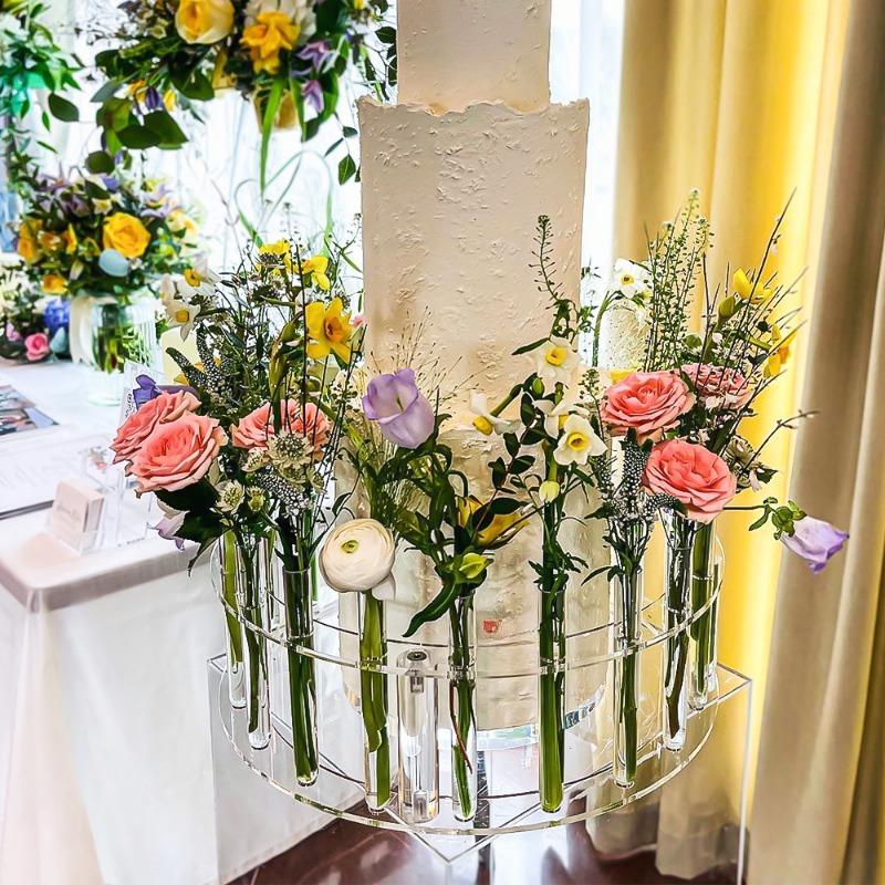 Ακρυλική Πλάκα Έκθεσης Τούρτας Στρογγυλή Βάση Τούρτας 30cm Γάμος Πάρτι DIY Διακόσμηση Στεφάνι Λουλουδιών Δίσκοι Επιδόρτων Διαφανή Εργαλεία Βάσης Τούρτας