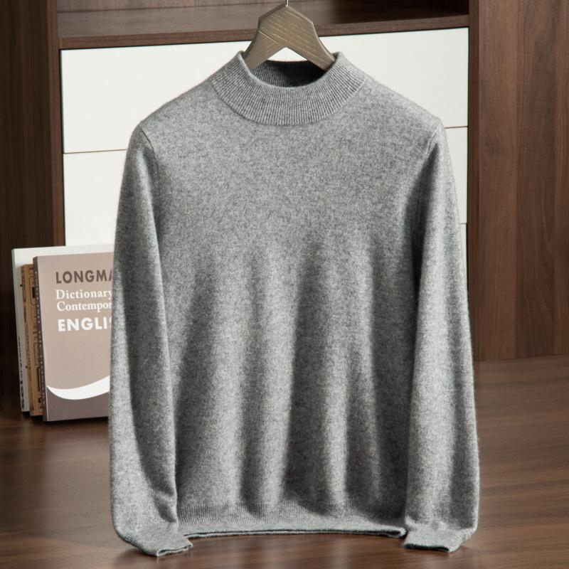 New cashmere sweater men's semi-turtleneck pure cashmere sweater men's loose bottoming cashmere knitted sweater