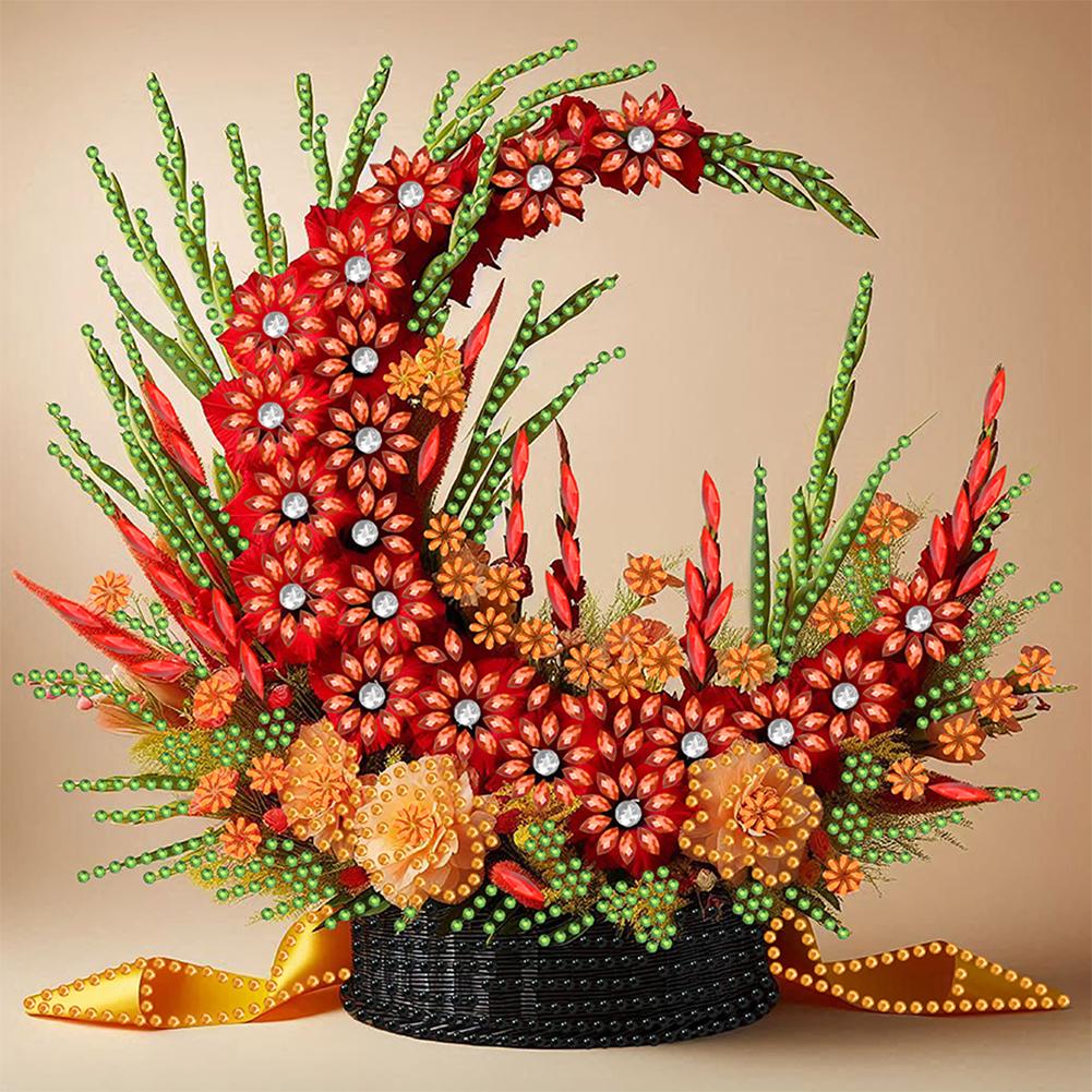 5D DIY Partial Special Shaped Drill Diamond Painting Flower Basket Decor 30x30cm