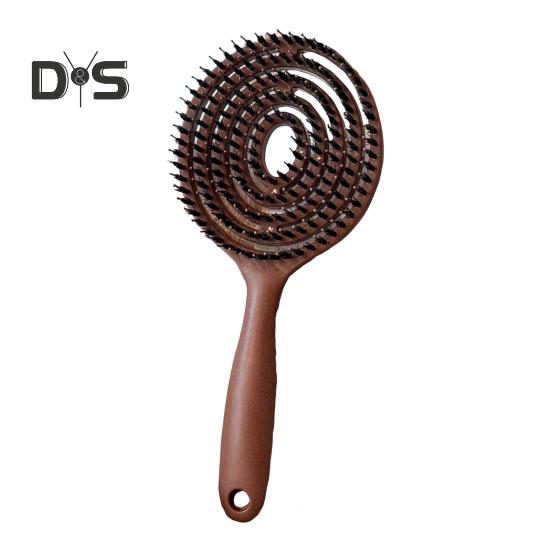 

Круглая щетка с вентилируемой щетиной, эргономичная ручка, антистатическая массажная щетка для кожи головы, для мужчин и женщин, для тонких, густых, вьющихся длинных волос, быстросохнущая, объемная расческа для укладки чёрный