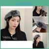 Whimsical Stylish Metal Patch Houndstooth Beret Hat For Women Youth Medium