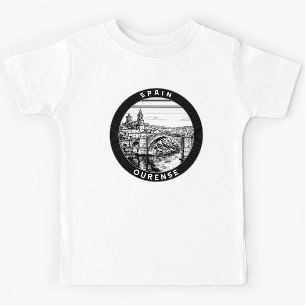 Ourense Spain Linocut Style Kids T-Shirt 170