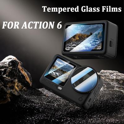 2Sets Tempered Glass Screen Protector HD Lnes Films for DJI Osmo Action 6 Action Camera Accessories