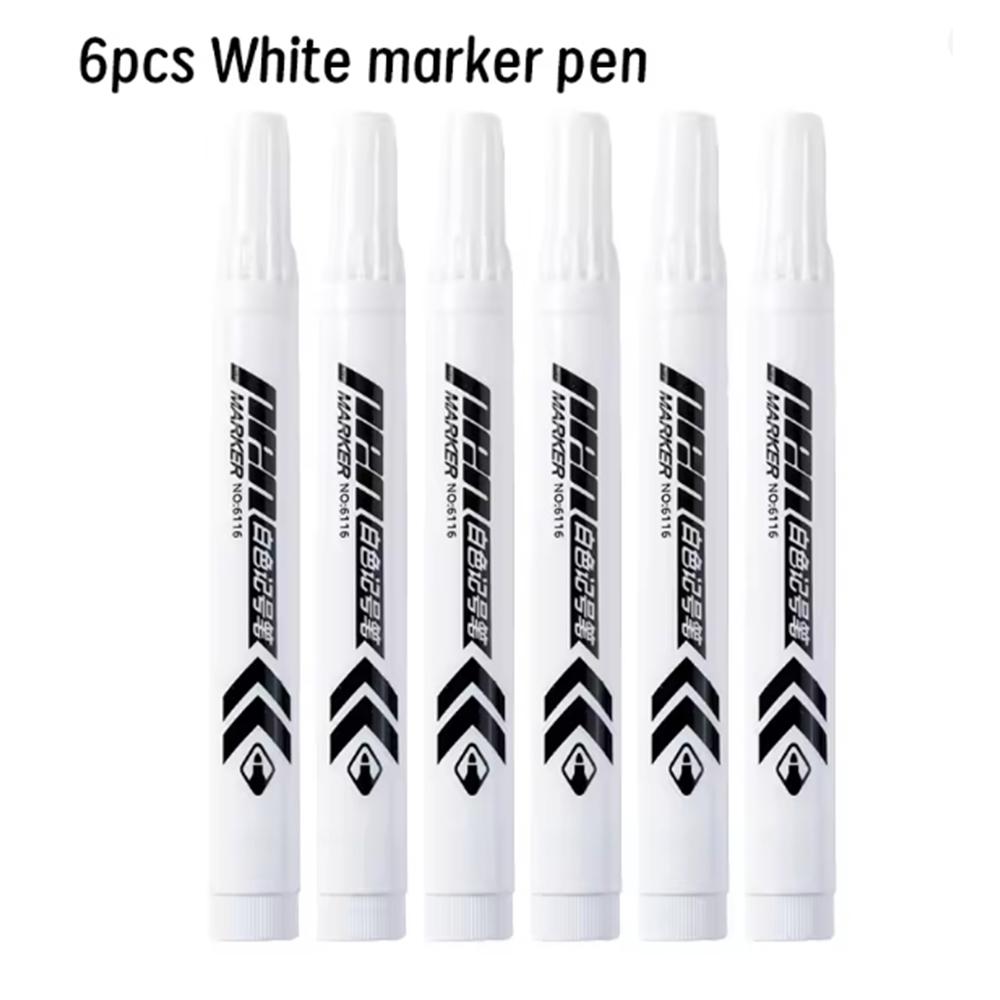 1/6 Pcs White Marker Paint Pens Waterproof Rubber Permanent Marker Pen Car Tyre Tread Environmental Tire Painting Dot Markers