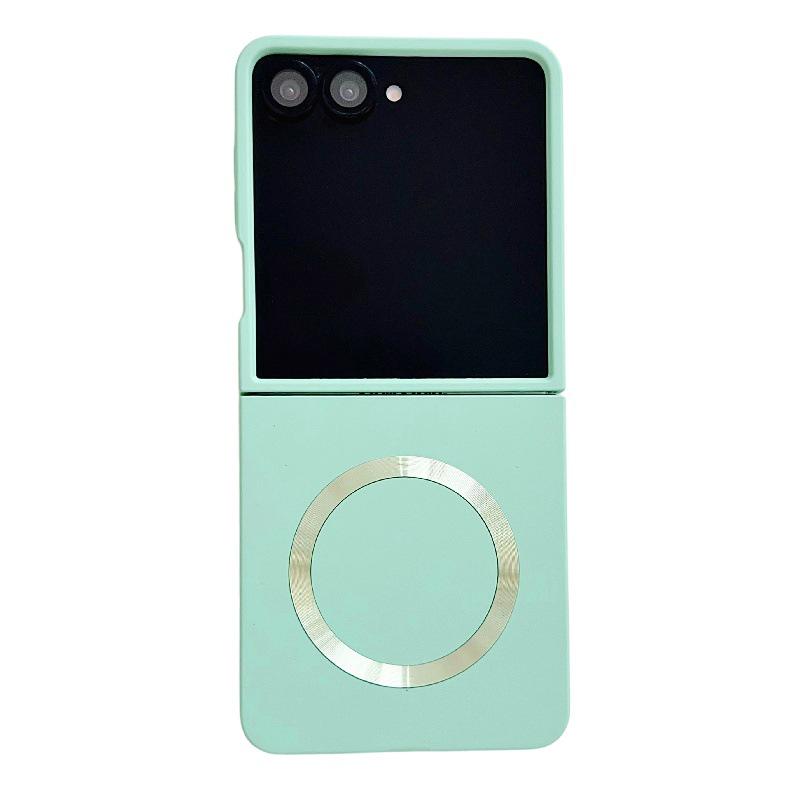 Samsung Z Flip7 Case: Iridescent Solid Color, Magnetic Ring, Drop-Proof, Folding Screen, PC Hard Shell.