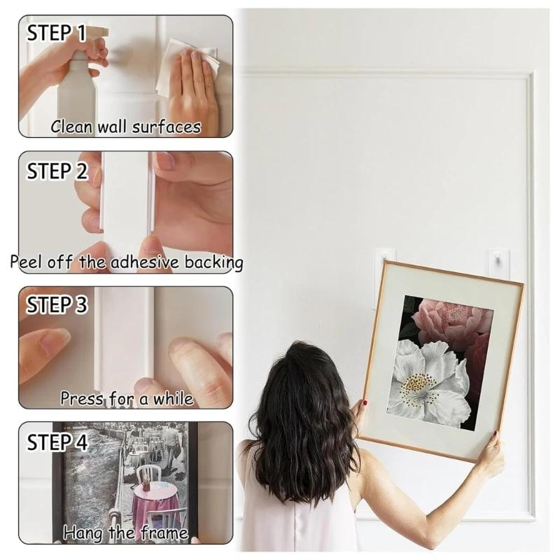 20Pcs Multipurpose Adhesive Wall Hooks For Hanging Frames Pictures Mirrors On Tile Glass Wooden Smooth Surfaces M4YD