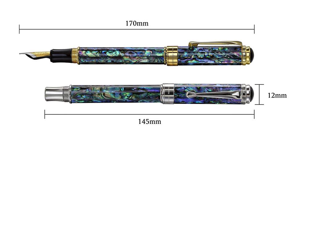 Xezo Maestro Fountain Fine Natural Abalone Pure Platinum Limited Serialized Pen, Nib, Shell, Plated, Handmade, Edition,