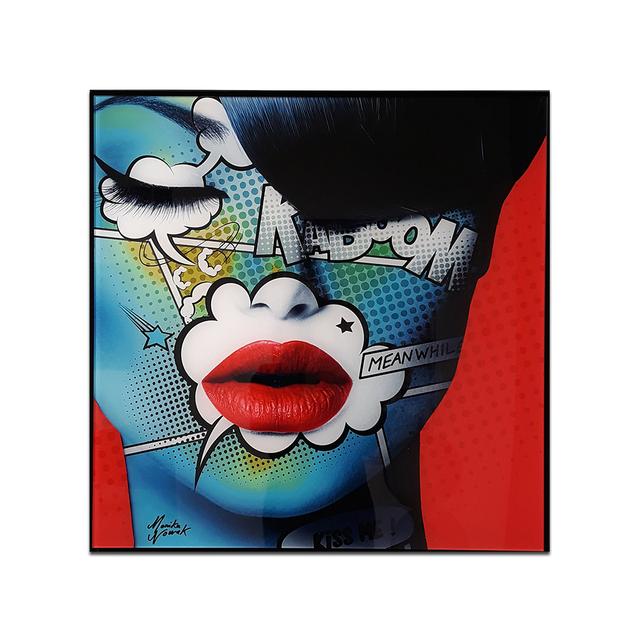 Capelli rossi, pelle blu, labbra, graffiti astratti, ragazza, arte della parete, tela, pittura, poster, immagine, decorazione domestica per soggiorno camera da letto.