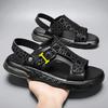 Fashion New Men's Sandals Summer Slippers Leather Face Lazy Shoes Trend Breathable Beach Shoes Cool Anti Slip Beach Shoes Soft Soles Dua