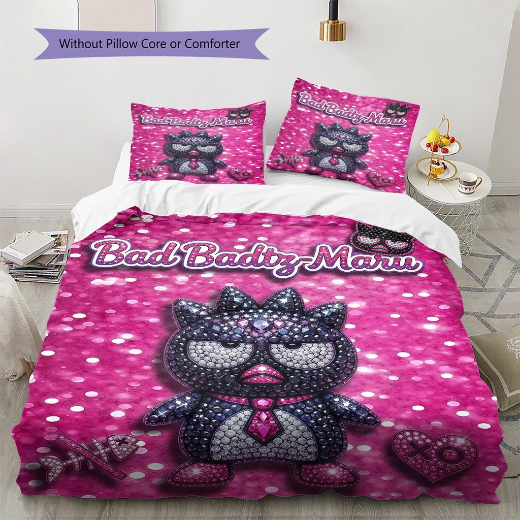 Badtz-Maru Pattern Bedding,Quilt Set Quilt Cover Pillowcase Home Birthday Gift(1 * Duvet Cover + 2 * Pillowcase, Without Core)