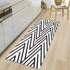 Long Kitchen Mat Black White Gray Distressed Geometric Plaid Theme Anti Slip Floor Mat Soft Wear Resistant for Kitchen Decor