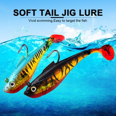 Fishing Lure Soft Baits Simulation Silicone Swimbait 8cm/9.5g Bionic Bait Reusable Freshwater & Saltwater Artificial T-Tail Bait Fishing Tackle