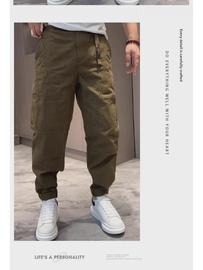 Vintage-Style Loose Japanese Straight-Leg Pants for Men - Spring/Fall Large Size Trending Casual Overalls
