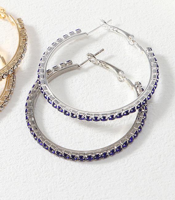 Korean Chic Luxury Diamond C-Shape Hoop Earrings