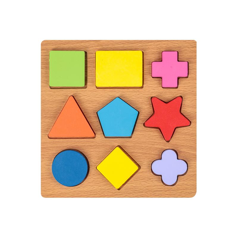Holzpuzzle Montessori 3D Geometrische Formen Brett für Kinder Vorschule Lern Lernspiel Farbe Erkennung Spielzeug für Kinder