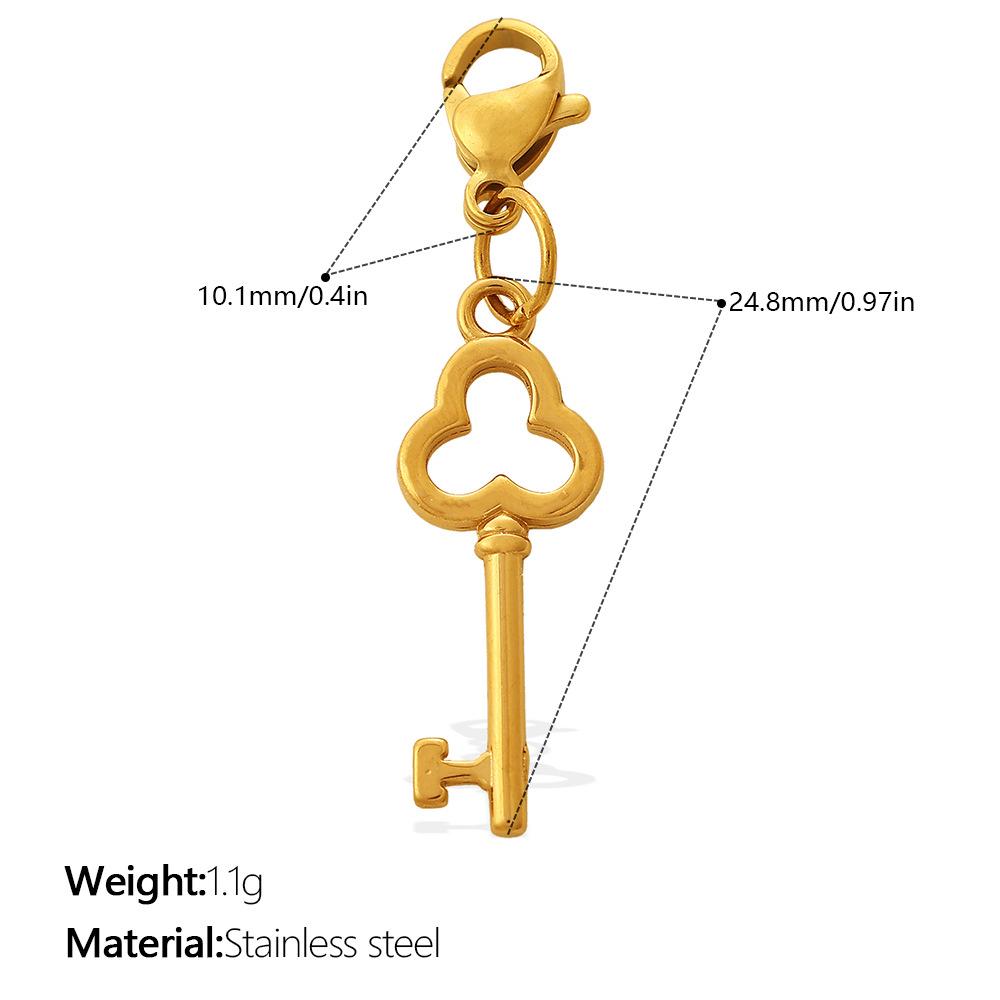 Retro Wind Diamond Lock Key Series Lobster Buckle Pendant Stainless Steel Gold-Plated Versatile Diy Accessories