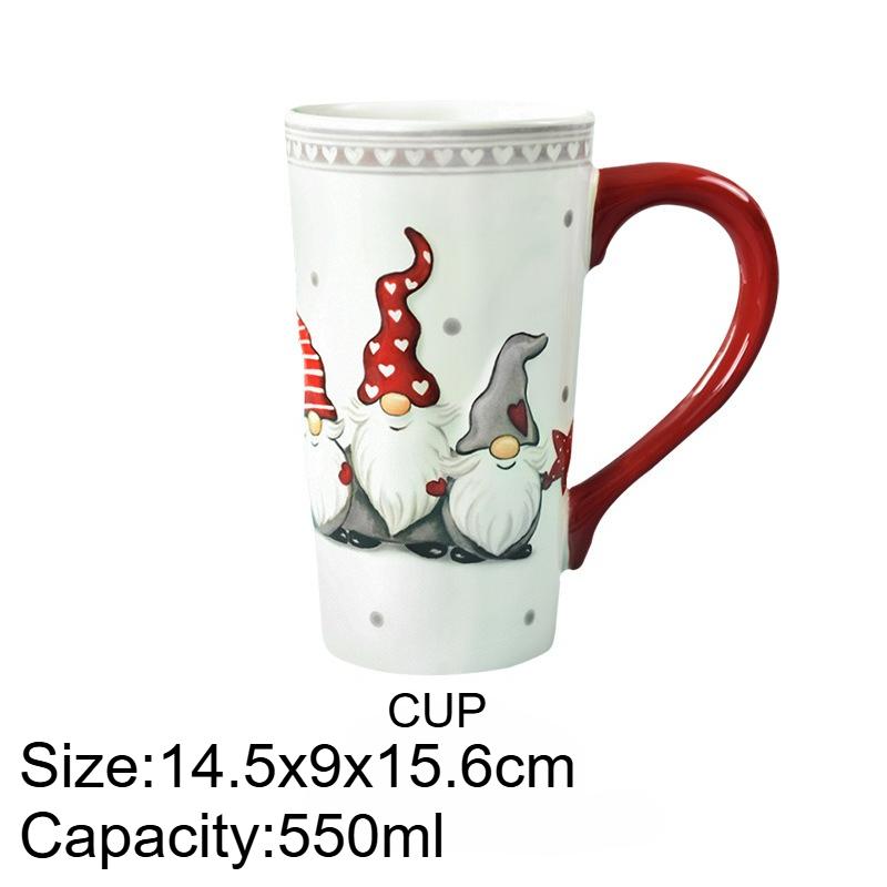 

Creative Santa Claus Relief Ceramic Mug Large Capacity Milk Coffee Cup Christmas Decorations Porcelain Drinking Home Water Cup 550ML