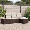 4 Piece Brown Poly Rattan Sofa Set with Cushions