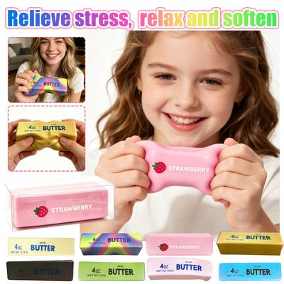 Butterduftendes PVC Squishy Spielzeug 13,5 cm Langsam aufsteigend Stressabbau Weicher Schaumstoff Simulation Lebensmittelmodell mit transparenter Displaybox