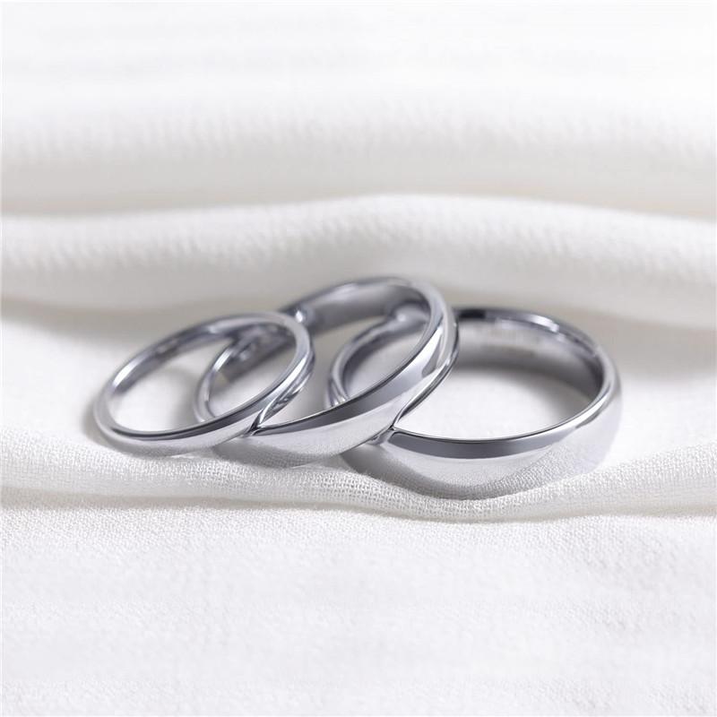 Tigrade Classic Jewelry 2/4/6/8mm Cute Men Women Simple Rings Polish Pure Carbide Ring Wedding Band Engagement Ring