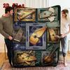 Musical Instruments Frames 2D Flat Pattern Flannel Blanket, High Quality All Seasons, Home Decor, Warmth and Comfort, Perfect for Christmas Gifts.
