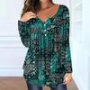 Elegant Plus Size Paisley V-Neck Button Top for Women