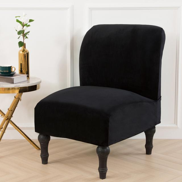 

Бархатные чехлы на стулья с акцентом без рук, эластичные тапочки, чехлы на стул, диван, съемные моющиеся защитные чехлы для мебели L чёрный