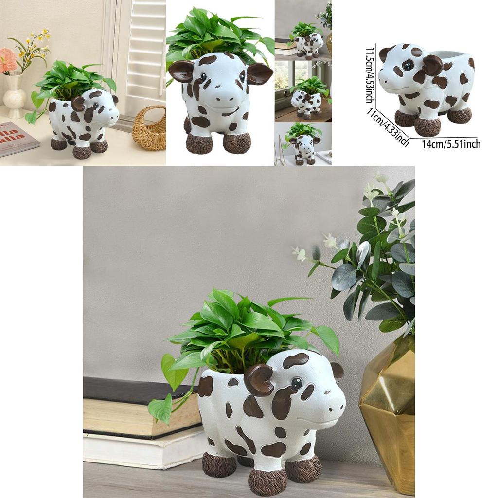 Adorable Modern Simple Cow Resin Succulent Planter Pot For Indoor And Outdoor Decor