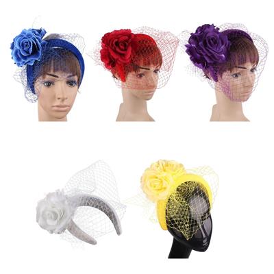 Elegant Fascinator Headband Hair Hoop for Women Cocktail Tea Party Headwear Exquisite French Fascinator for Wedding